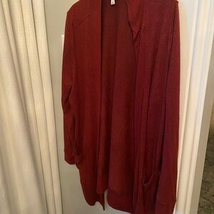 Market & Spruce Burgundy Open-Front Cardigan